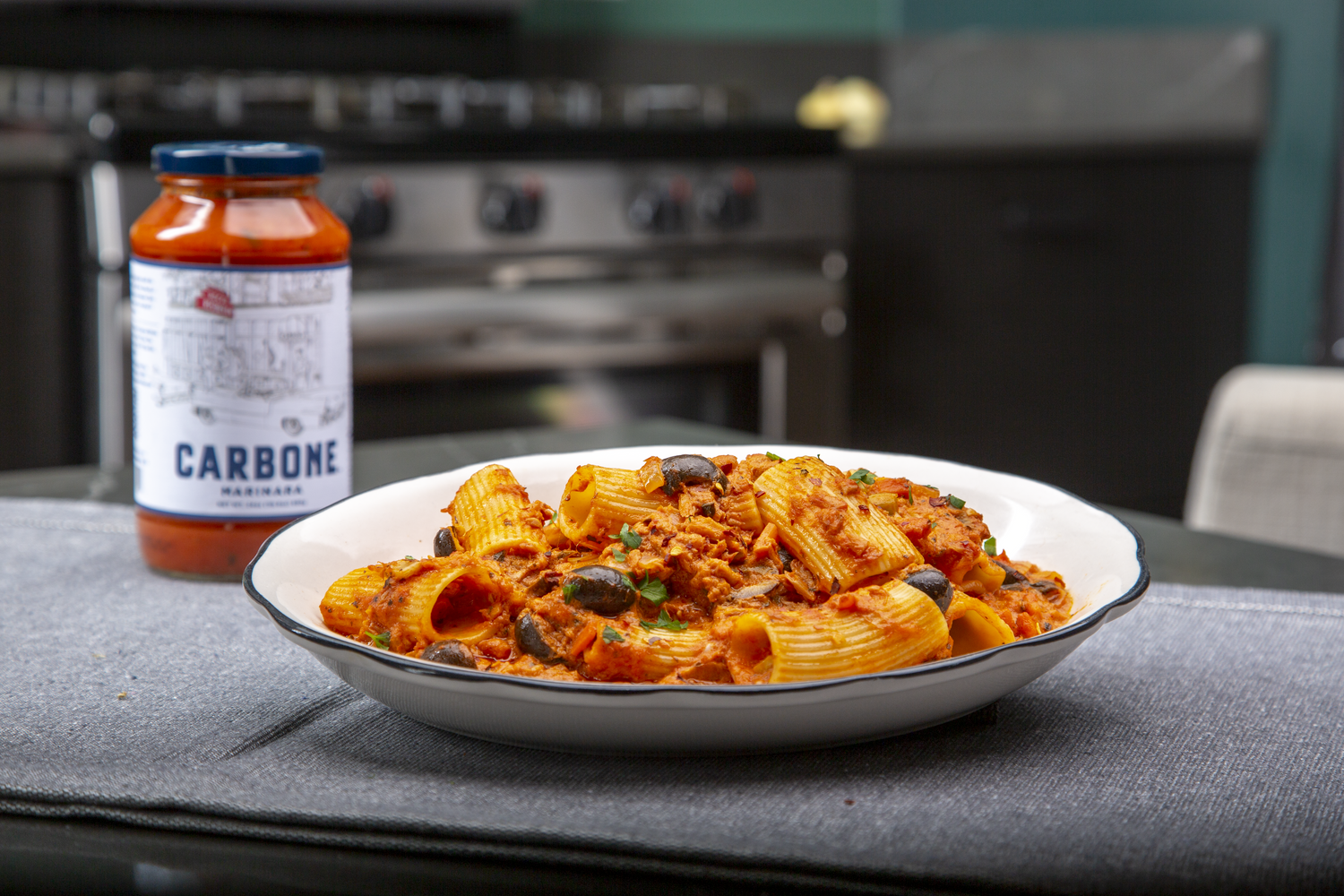 Carbone's delicious tuna paccherri is every fish lovers dream. Made with Carbone Fine Food sauce.