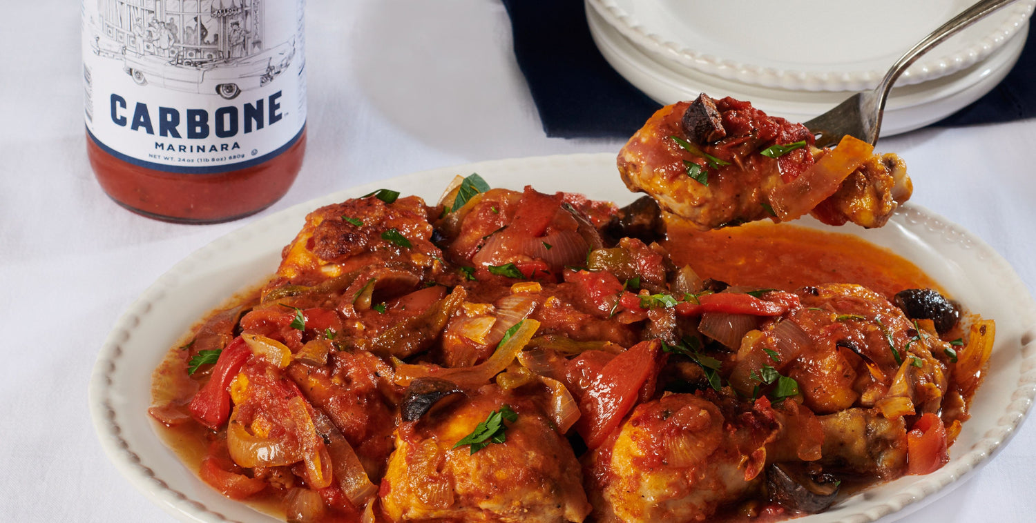 Mario Carbone's take on the classic Chicken Cacciatore, a comforting Italian stew perfect for cold weather.