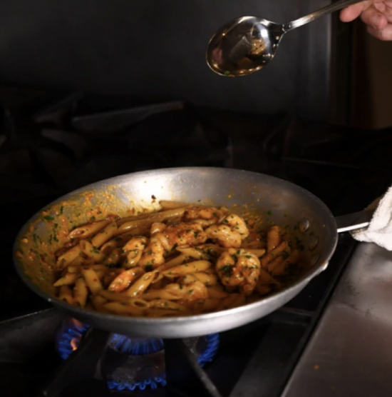Penne pasta with shrimp