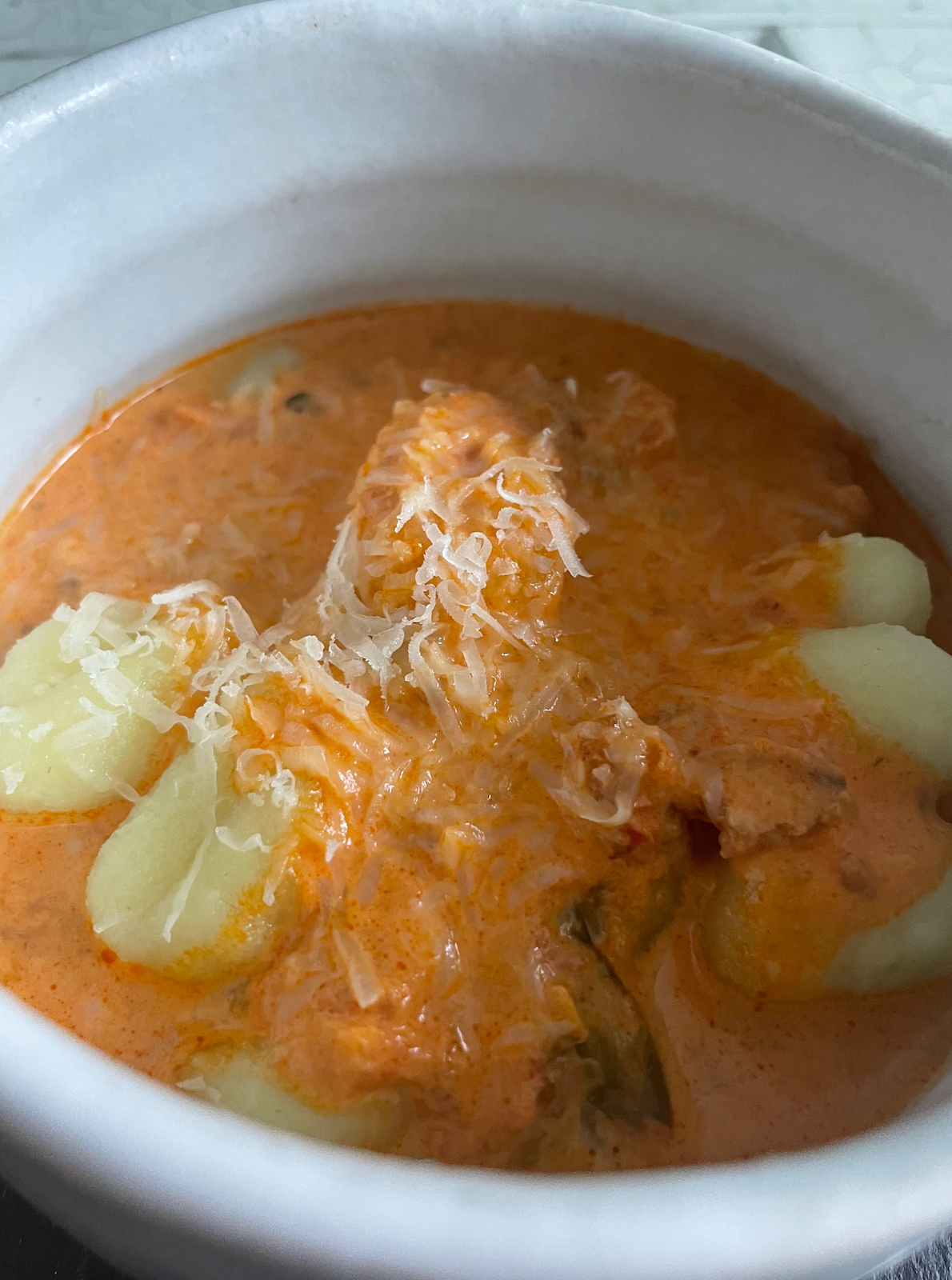 Gnocchi made with Carbone Mushroom sauce and a touch of cream